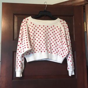 Polka dot long sleeve crop top
